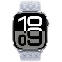 Apple Watch Series 10 42mm GPS + Cellular Aluminum Case with Sport Loop, Silver/Blue Cloud (MWX53) - фото 2
