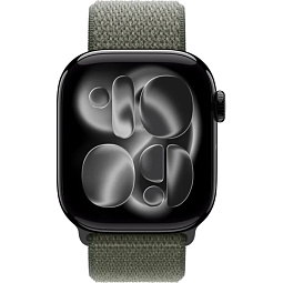 Apple Watch Series 11 42mm GPS Aluminum Case with Sport Loop, Jet Black/Forest, MEW04LW/A - фото 2