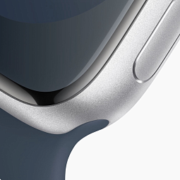 Apple Watch Series 9 GPS 41mm Aluminum Case with Sport Band M/L, Silver/Storm Blue (Серебристый/Штормовой синий), MR913 - фото 3
