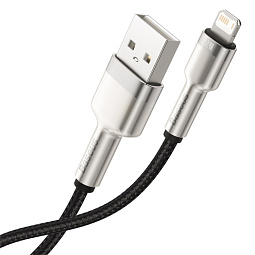 Кабель Baseus Cafule Series Metal Data Cable USB to IP 2.4A 2m, Black - фото 3