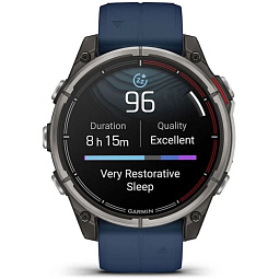 Умные часы Garmin Quatix 8 47mm AMOLED Sapphire, титановые с синим ремешком, (010-02904-51) - фото 2