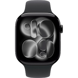 Apple Watch Series 11 46mm GPS Aluminum Case with Sport Band S/M, Jet Black/Black, MEUW4 - фото 2