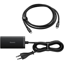Блок питания сетевой Baseus Gan5 Pro Desktop Fast Charger 1U+2C+HDMI 67W with 1.5m power cord EU с кабелем Type-C to Type-C 100W (20V/5A) 1m (CCGP110201) - фото 2