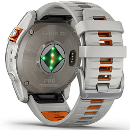 Умные часы Garmin FENIX 7X PRO Sapphire Solar, титановый с дымчато-серым оранжевым ремешком (010-02778-15) - фото 11