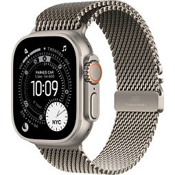 Apple Watch Ultra 3 (2025) 49mm Natural Titanium Case with Natural Titanium Milanese Loop M, MEWY4 - фото 1