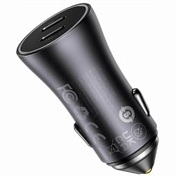 Автомобильное зарядное устройство Baseus Golden Contactor Pro Dual Fast Charger Car Charger C+C 40W, серый - фото 4