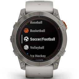 Умные часы Garmin FENIX 7X PRO Sapphire Solar, титановый с дымчато-серым оранжевым ремешком (010-02778-15) - фото 2