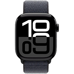 Apple Watch Series 10 46mm GPS Aluminum Case with Sport Loop, Jet Black/Ink (MWWR3) - фото 2