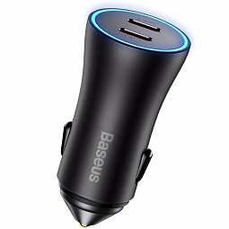 Автомобильное зарядное устройство Baseus Golden Contactor Pro Dual Fast Charger Car Charger C+C 40W, серый - фото 2