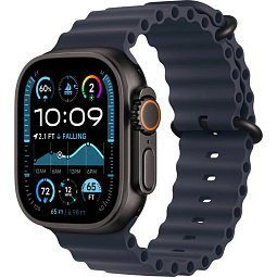 Apple Watch Ultra 2 (2024) 49mm Black Titanium Case with Navy Ocean Band, MYTC3LW/A - фото 1
