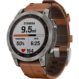 Умные часы Garmin FENIX 7X Sapphire Solar титановый черный с коричневым кожаным ремешком (010-02541-19) - фото 9
